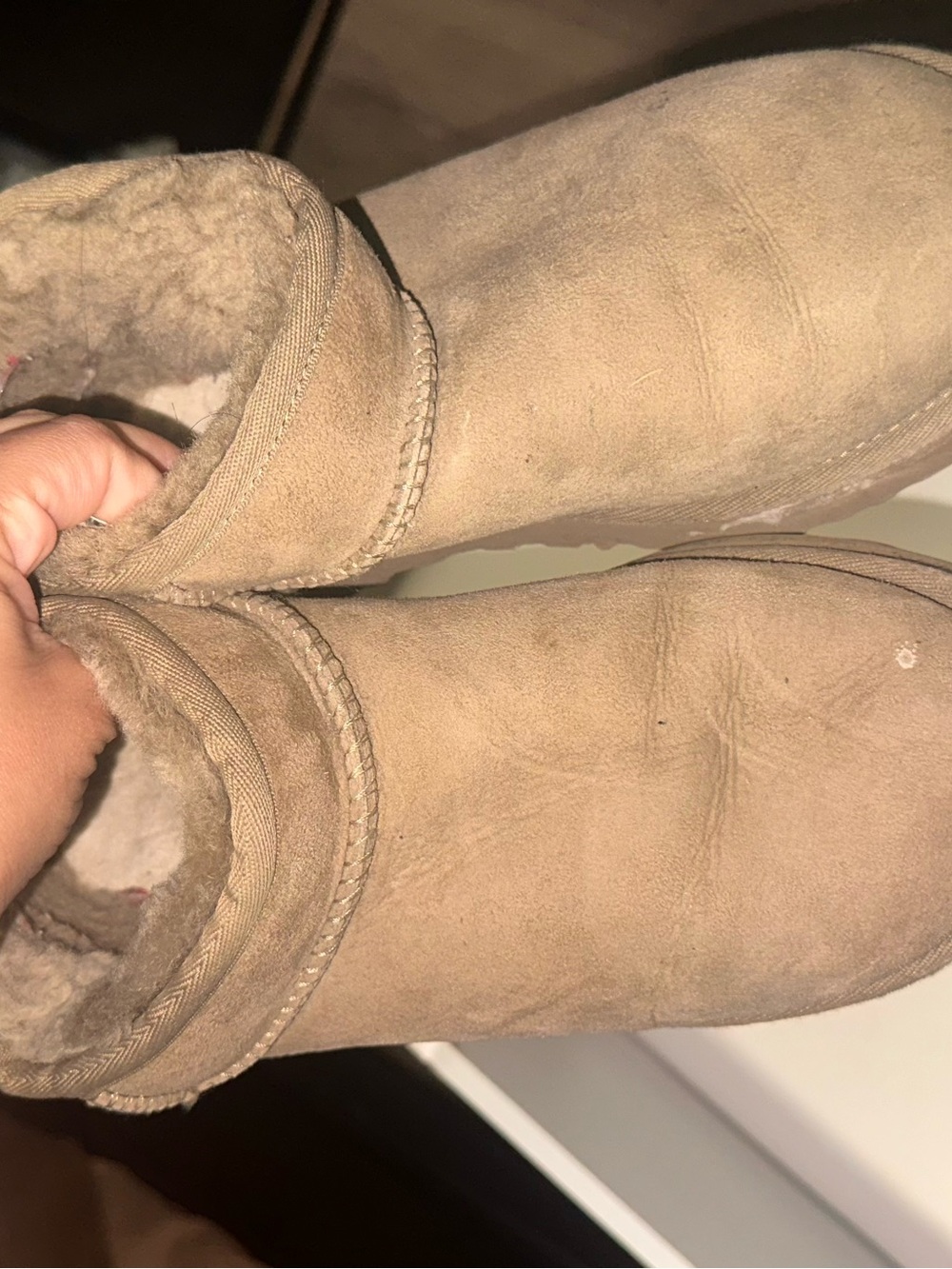UGG Short Suede Shearling Boots - Light Brown
